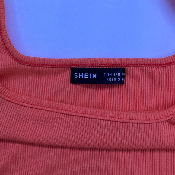 Shein Orange Ribbed Cropped Tank Top - Picture 2 of 3